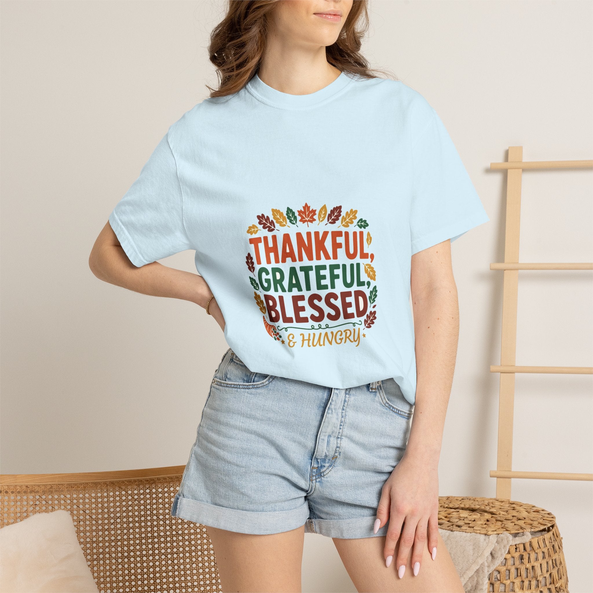 Thankful Grateful Blessed & Hungry — Thanksgiving Tee