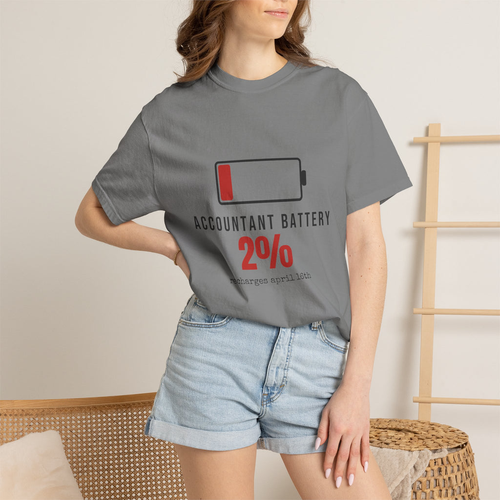 Accountant Battery Funny T-Shirt | Soft Unisex Tee | Sarcastic Gift