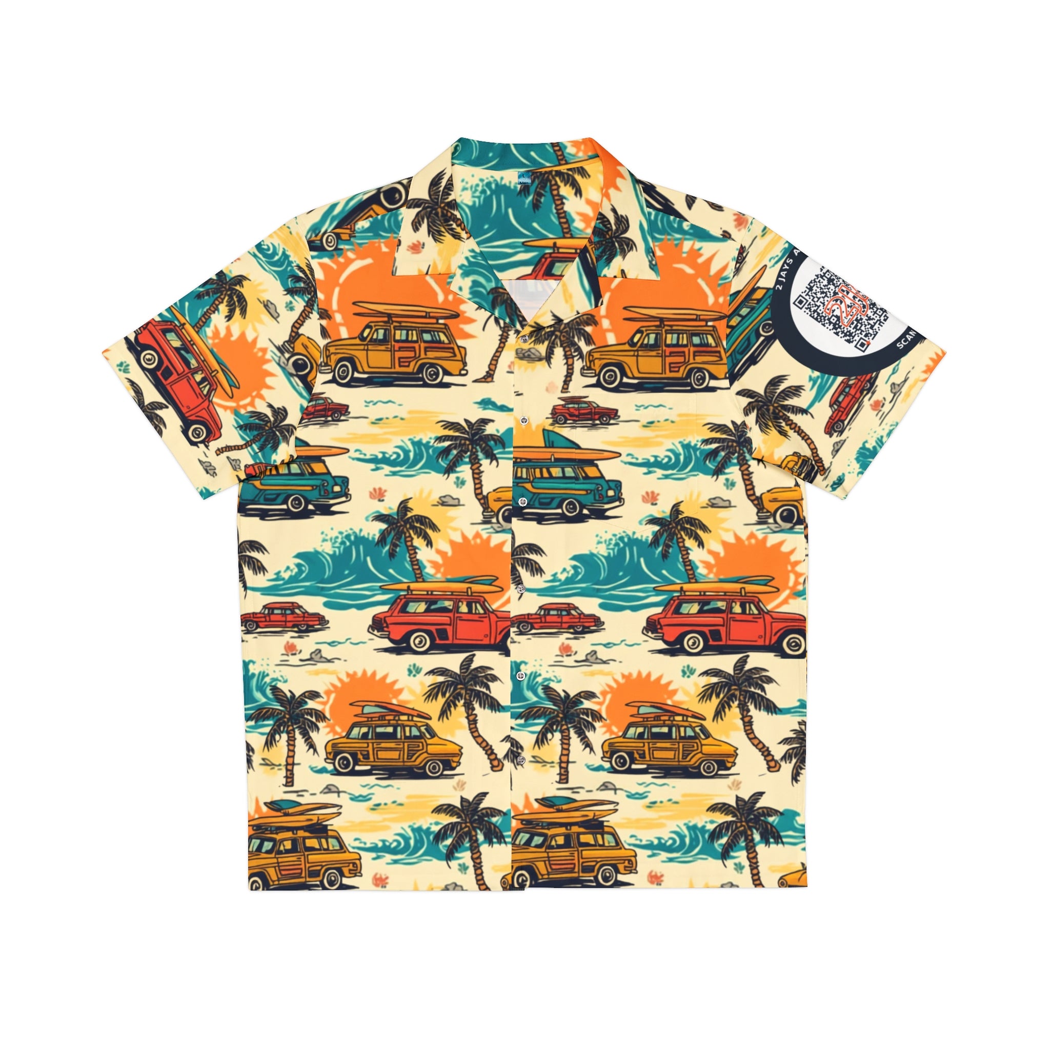 Retro Surf Woodie Hawaiian Camp Shirt
