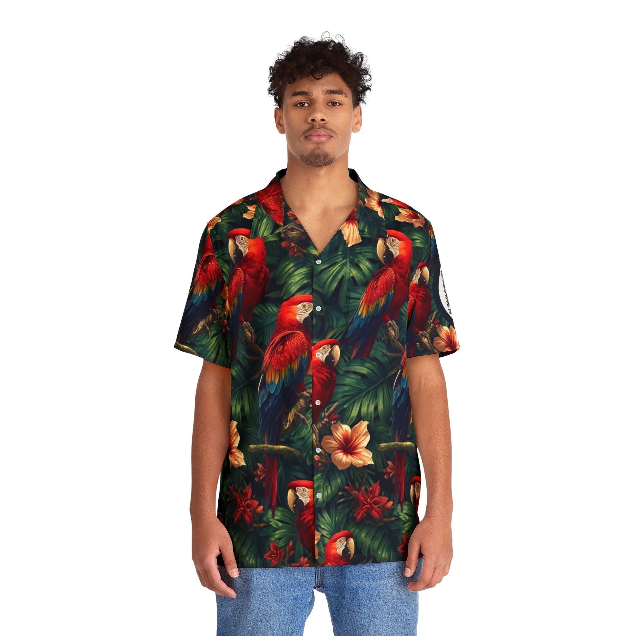 Tropical Parrots Macaws Hawaiian Camp Shirt