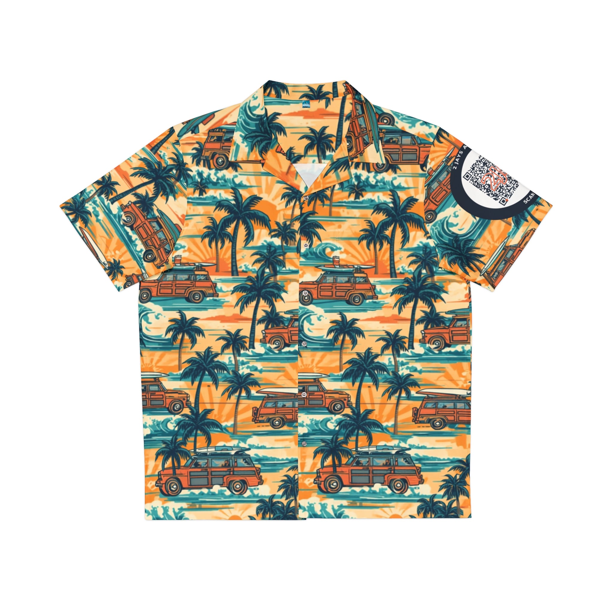Retro Surf Woodie Hawaiian Camp Shirt