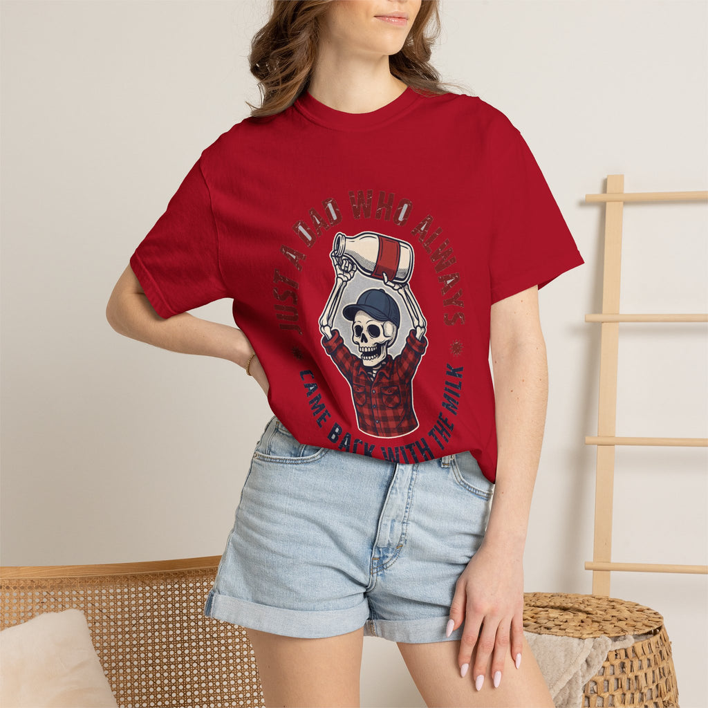 Just A Dad Who Always Came Back With The Milk - Funny Skeleton Dad Tee