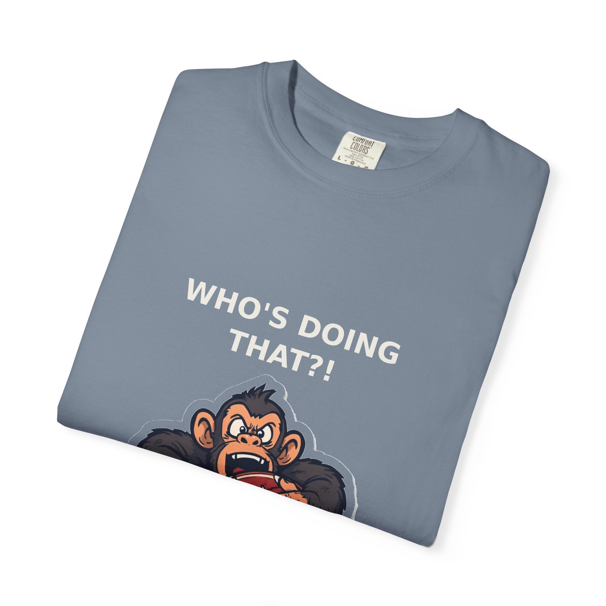 Who's Doing That?! — Funny Monkey Football Tee