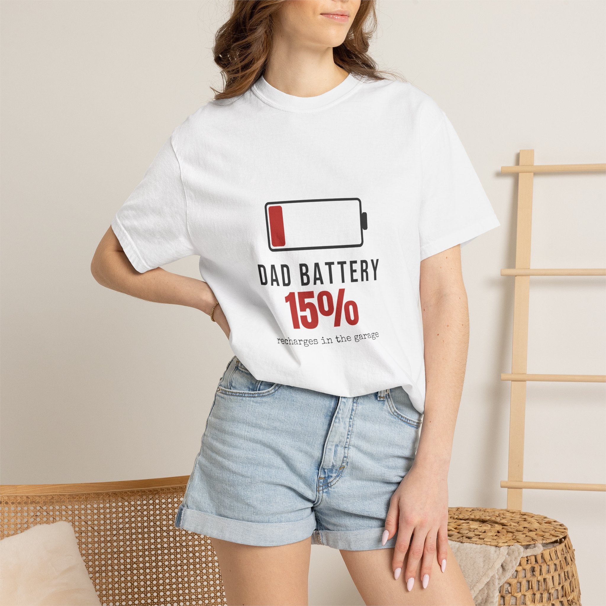 Dad Battery Funny T-Shirt | Soft Unisex Tee | Sarcastic Gift