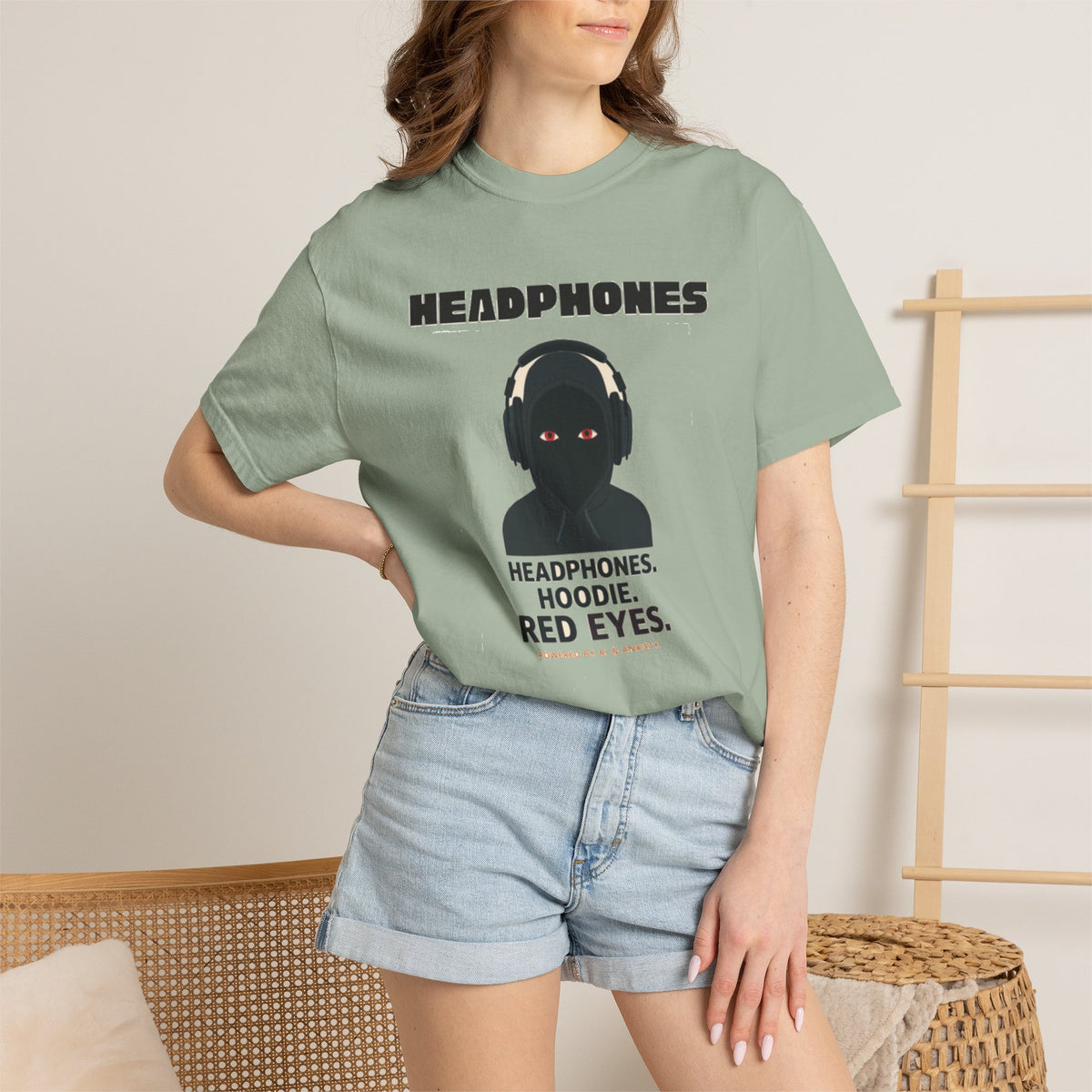 Headphones Hoodie Red Eyes — AI & Anxiety 2