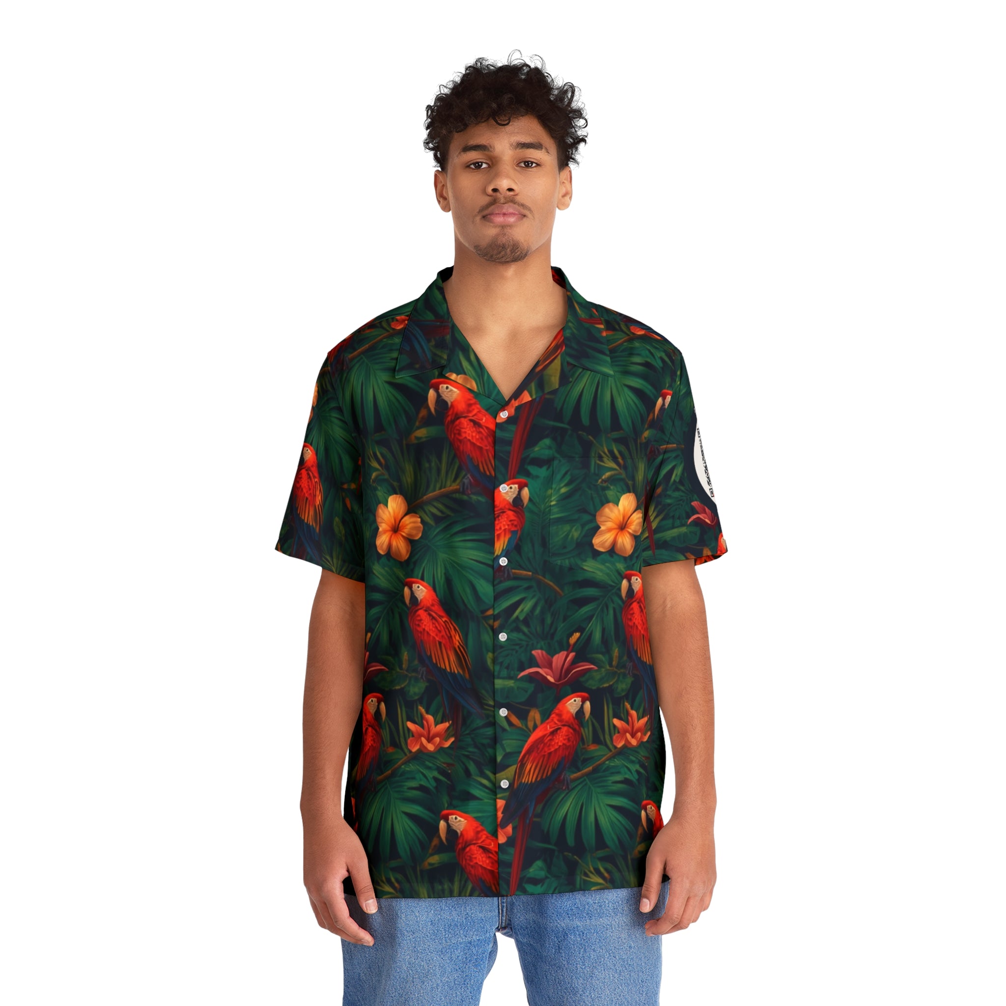 Tropical Parrots Macaws Hawaiian Camp Shirt