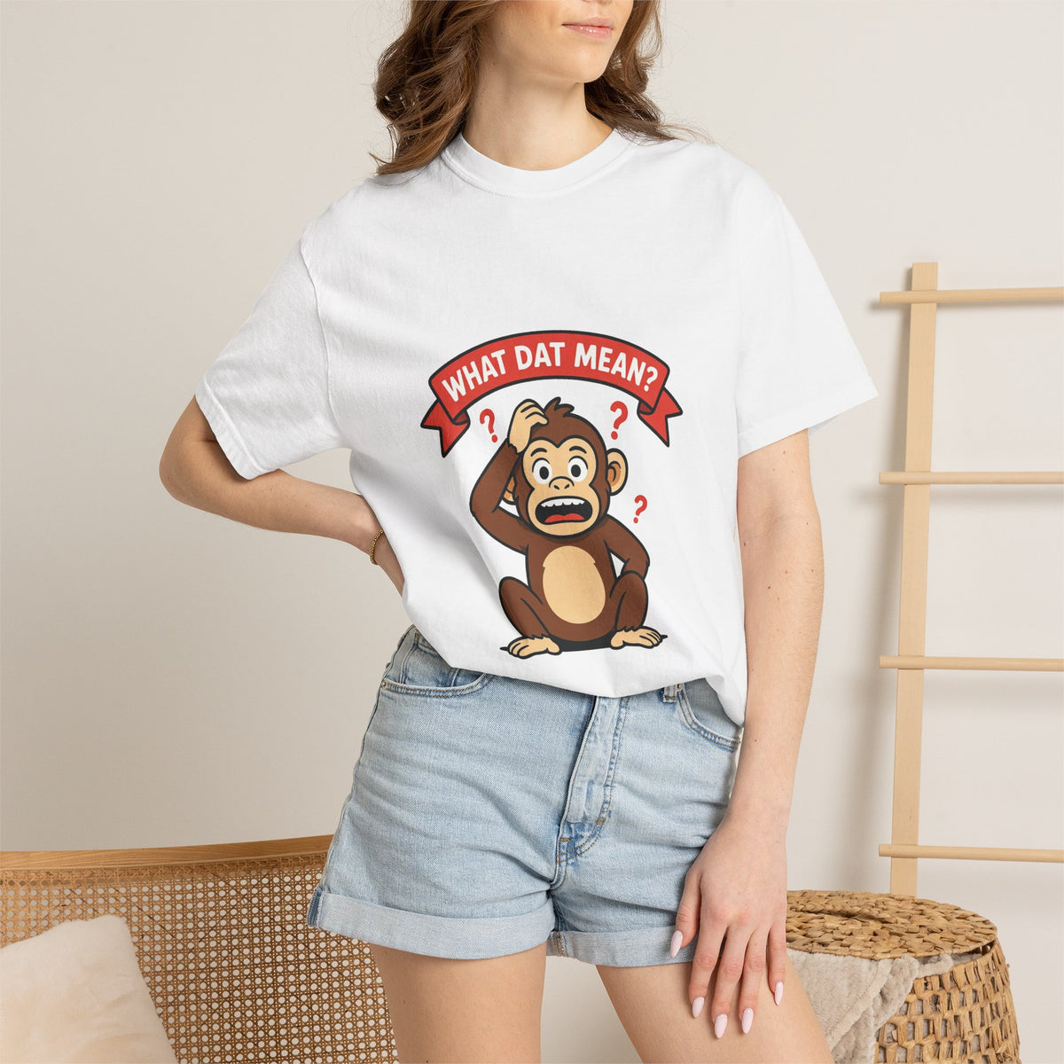 What Dat Mean? — Funny Confused Monkey Tee