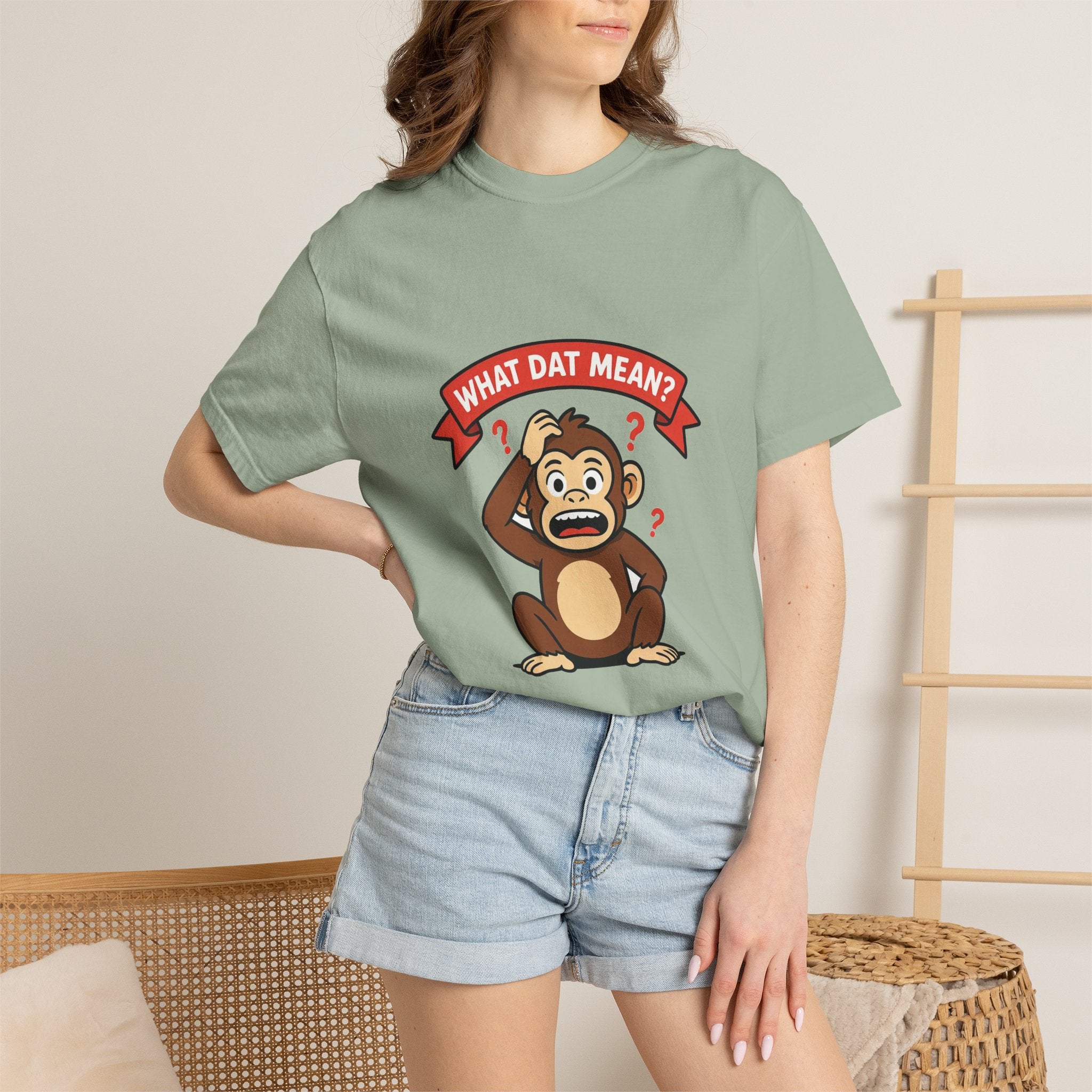 What Dat Mean? — Funny Confused Monkey Tee