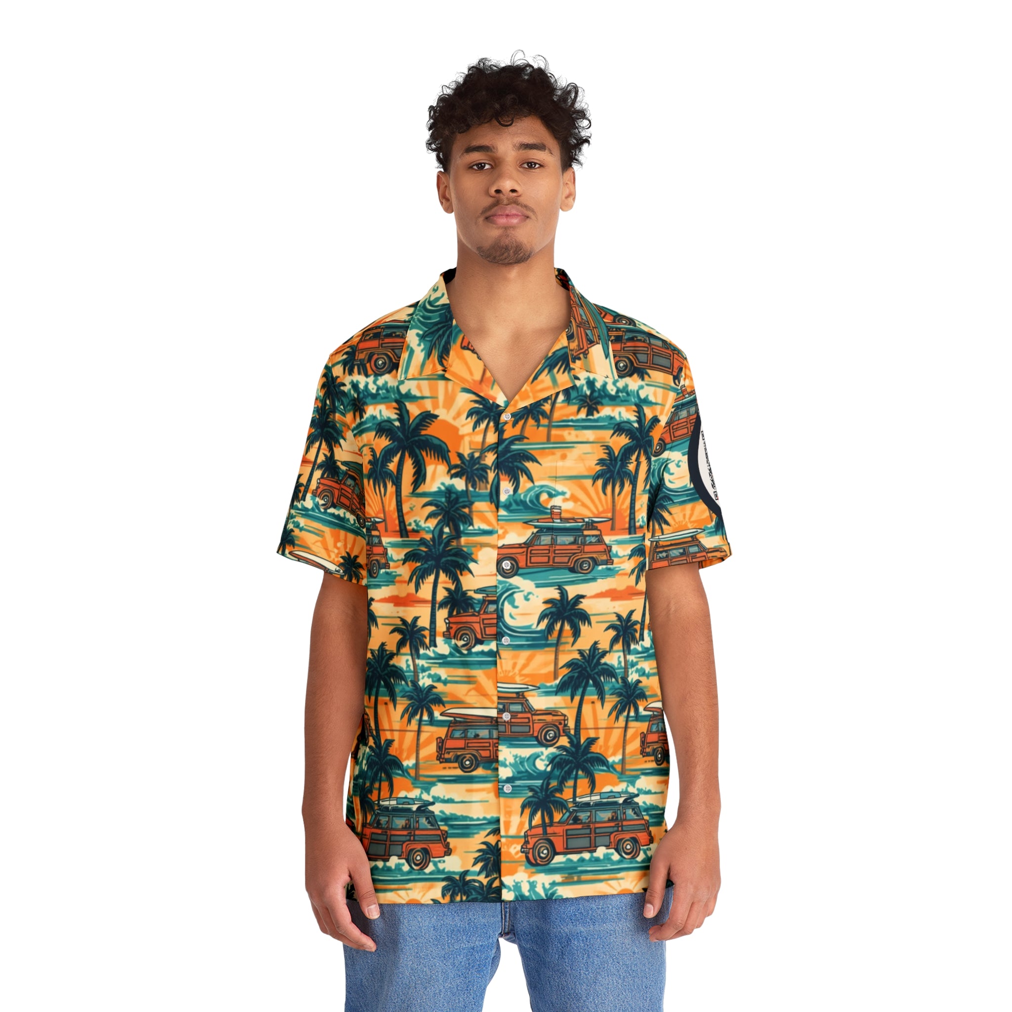 Retro Surf Woodie Hawaiian Camp Shirt