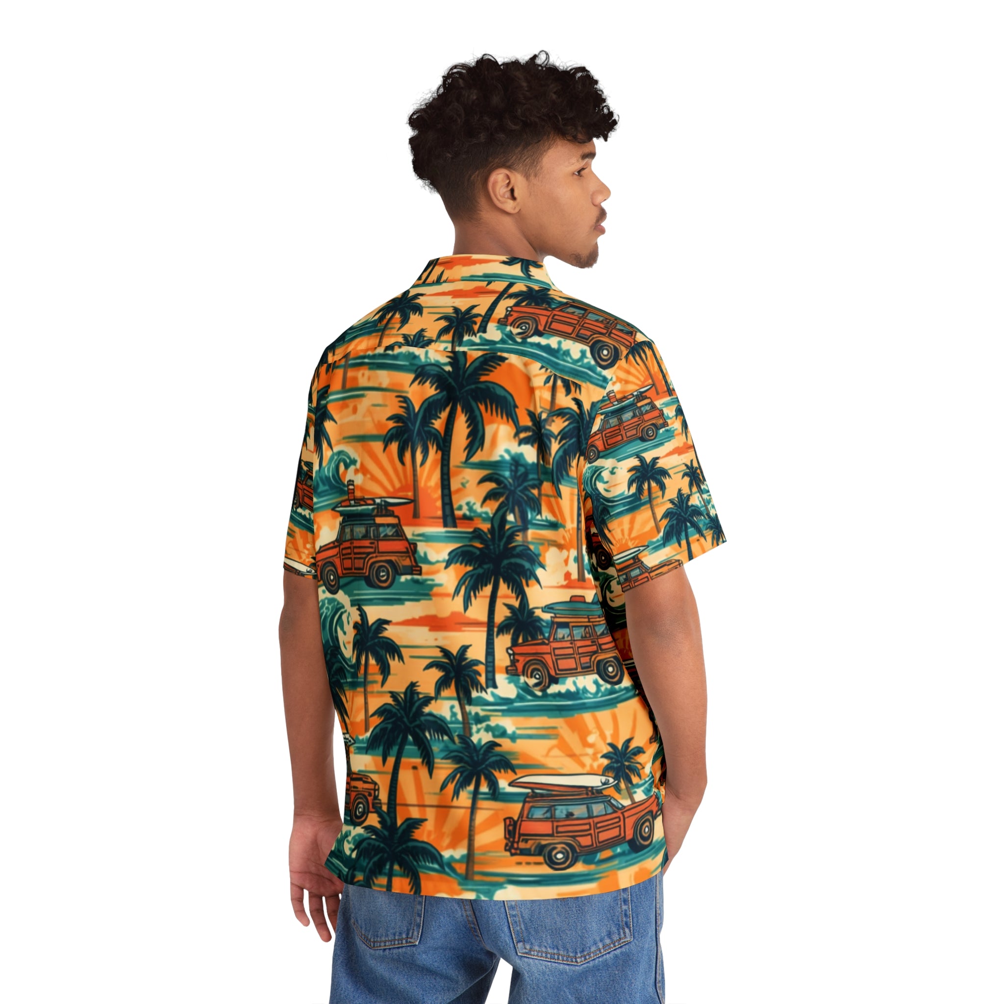 Retro Surf Woodie Hawaiian Camp Shirt