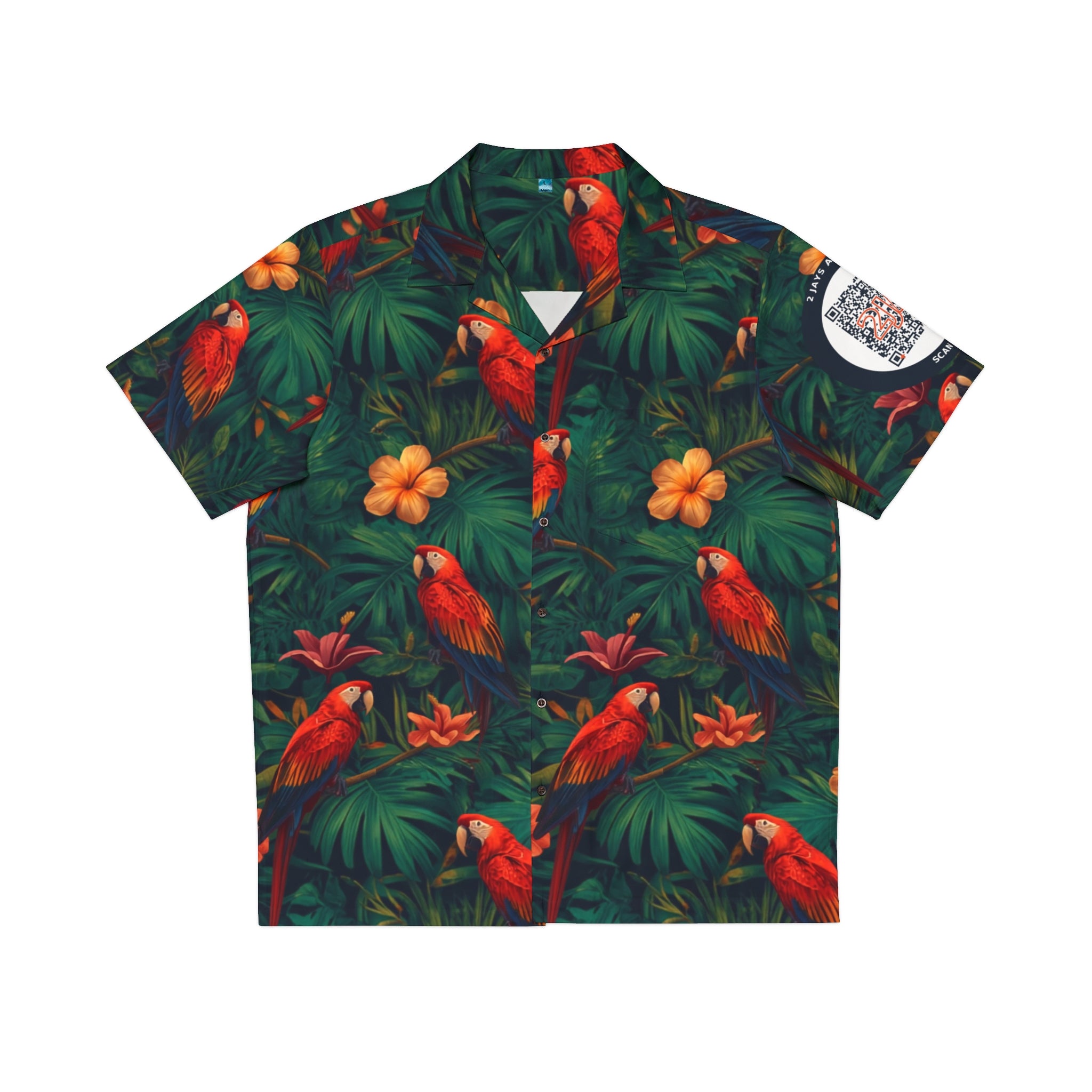 Tropical Parrots Macaws Hawaiian Camp Shirt