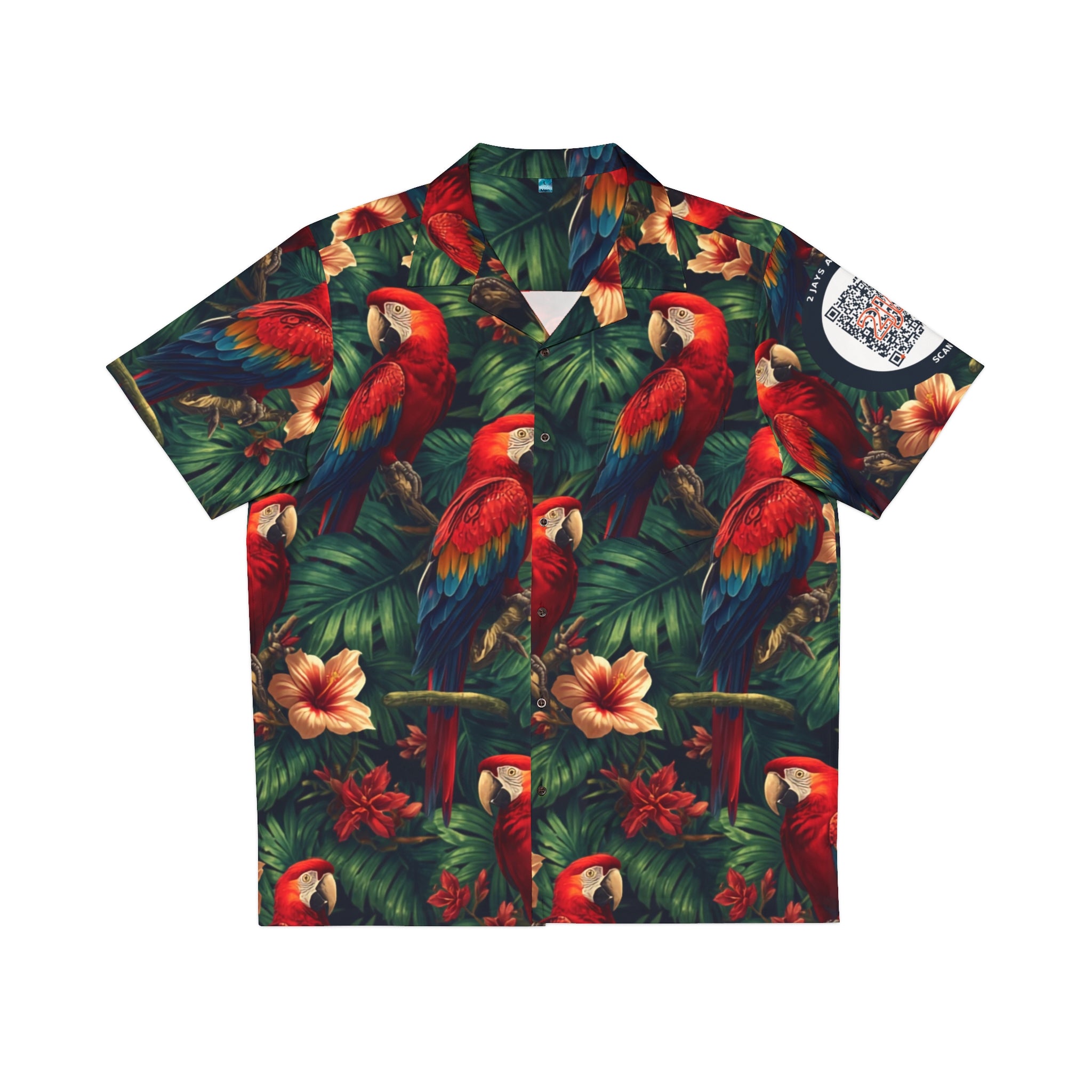 Tropical Parrots Macaws Hawaiian Camp Shirt