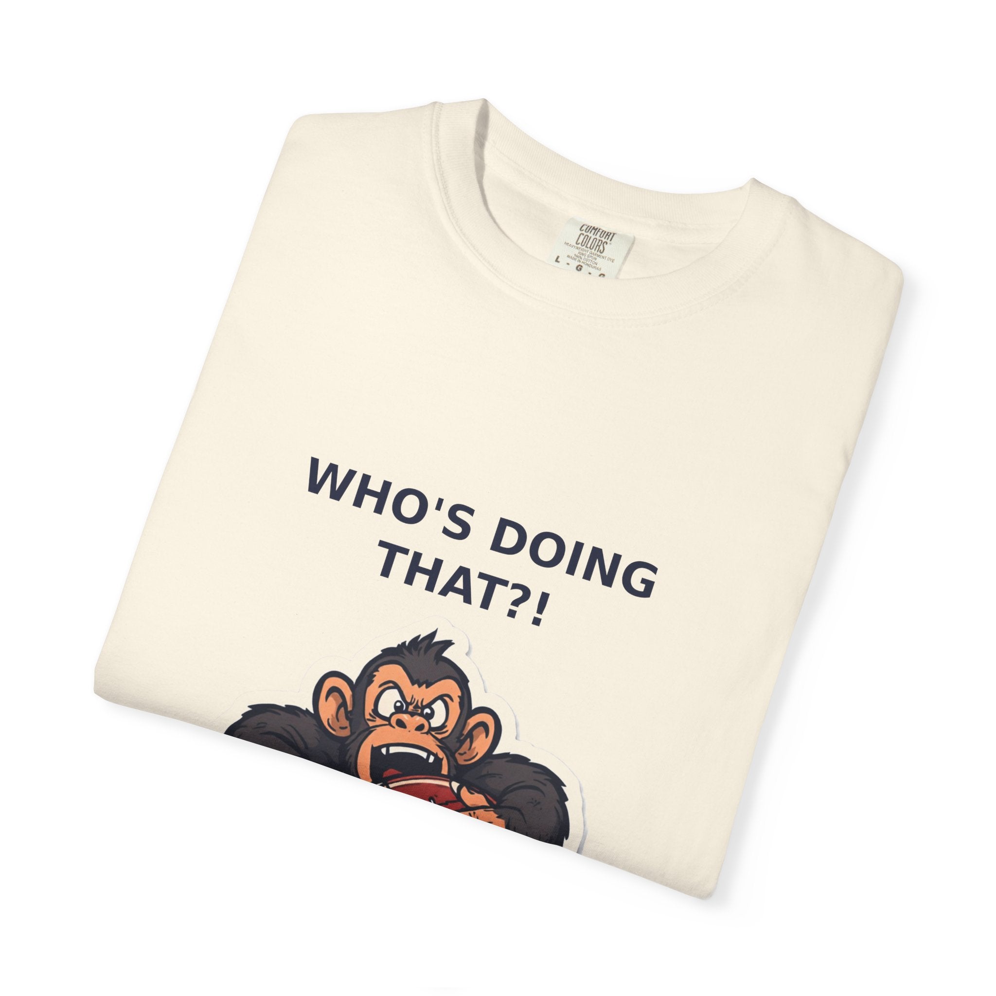 Who's Doing That?! — Funny Monkey Football Tee