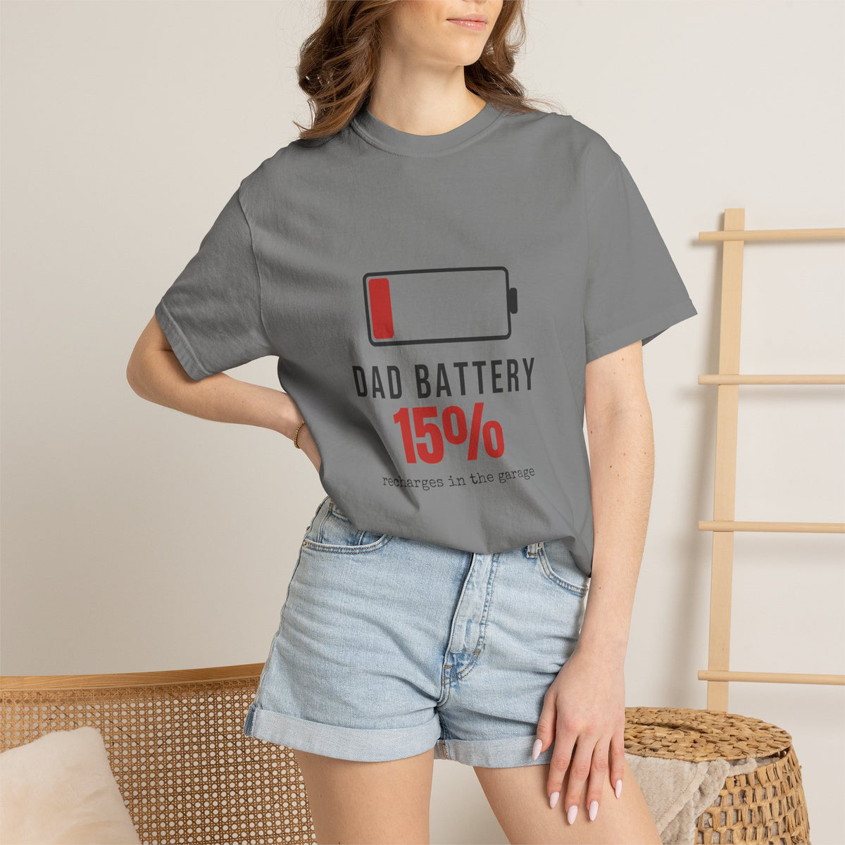 Dad Battery Funny T-Shirt | Soft Unisex Tee | Sarcastic Gift
