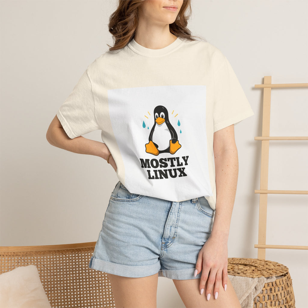 Mostly Linux — Funny Sysadmin Penguin Tee