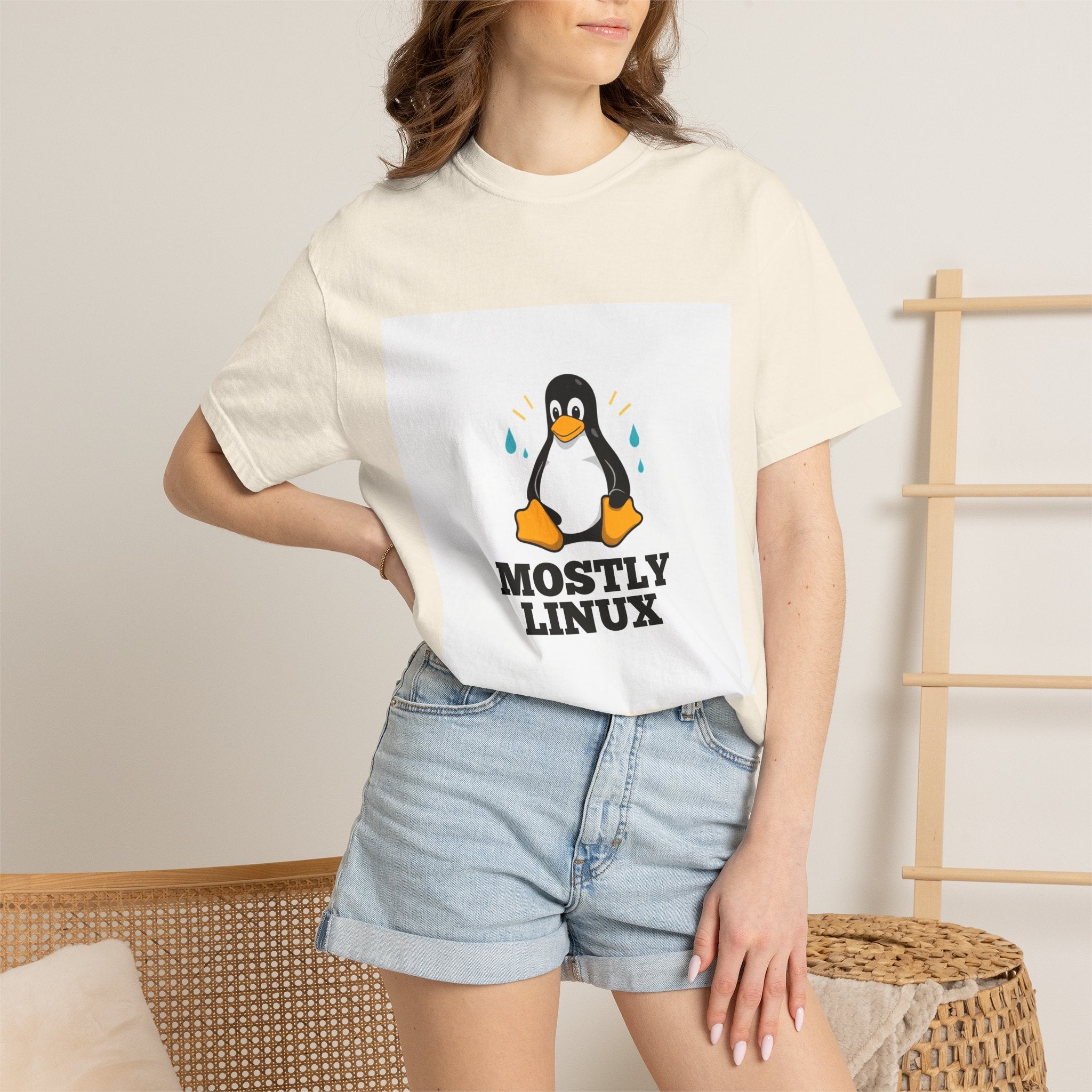 Mostly Linux — Funny Sysadmin Penguin Tee