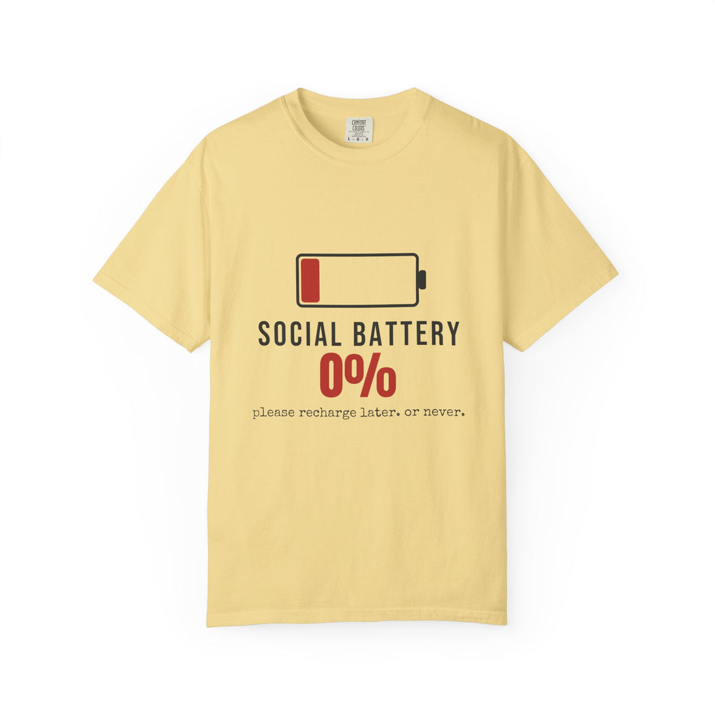 Social Battery 0% Funny Introvert Shirt | Garment-Dyed Comfort Tee