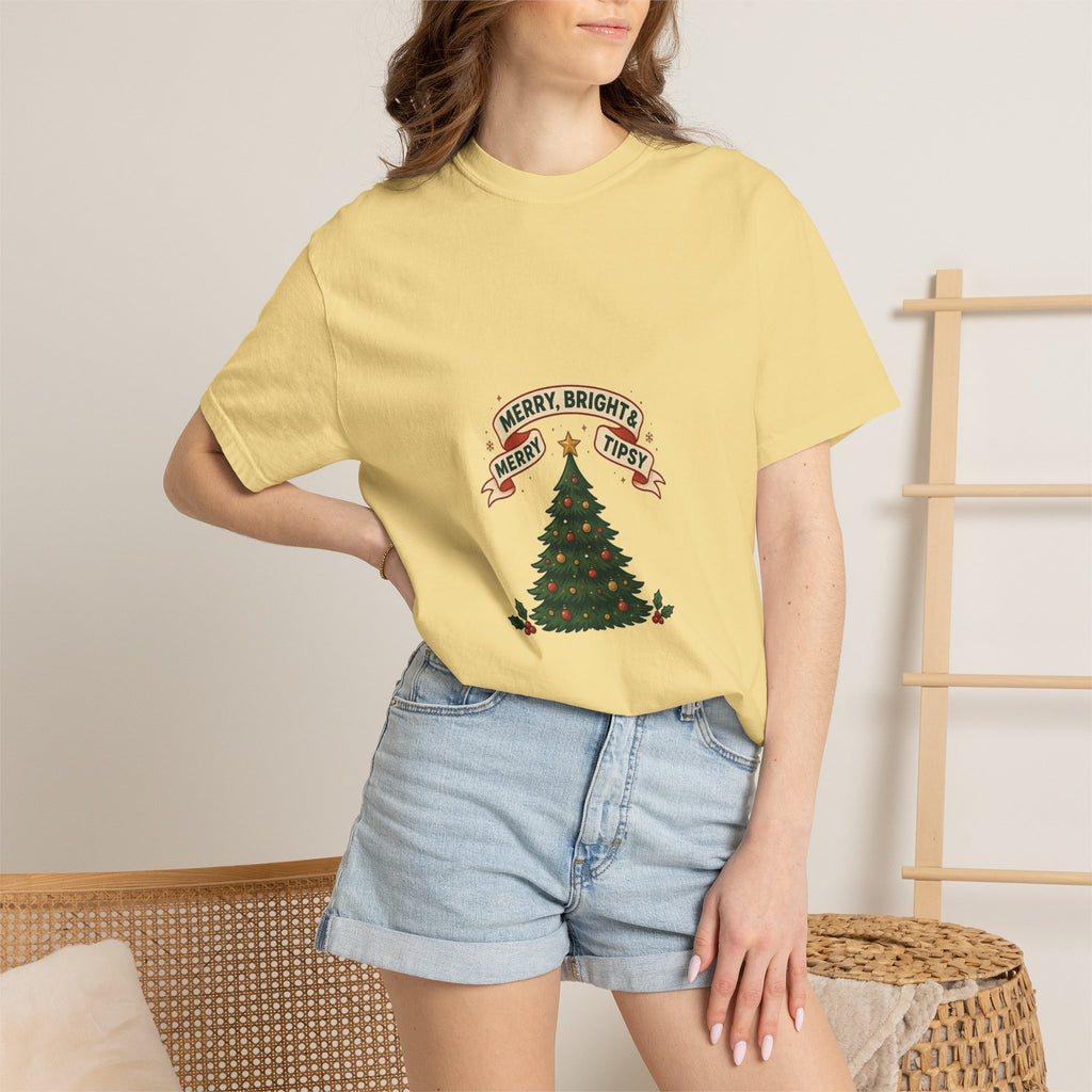 Merry, Bright & Slightly Tipsy — Funny Christmas Tee