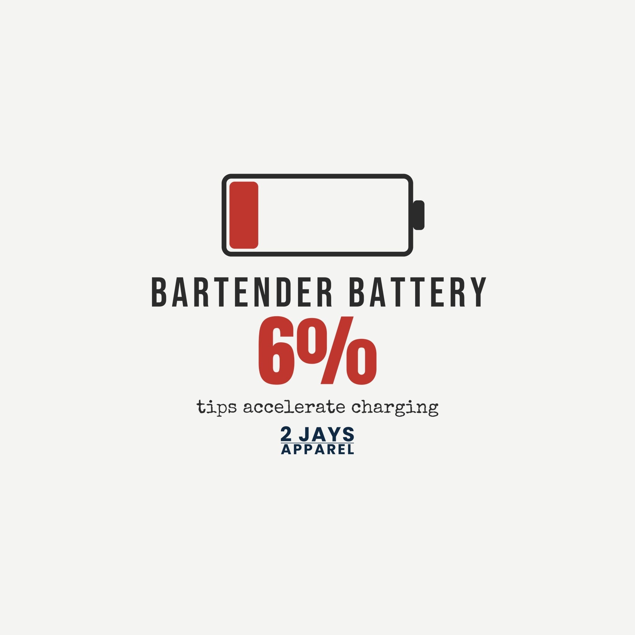 Bartender Battery Funny T-Shirt | Soft Unisex Tee | Sarcastic Gift