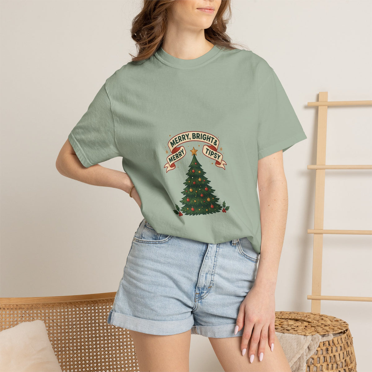 Merry, Bright & Slightly Tipsy — Funny Christmas Tee