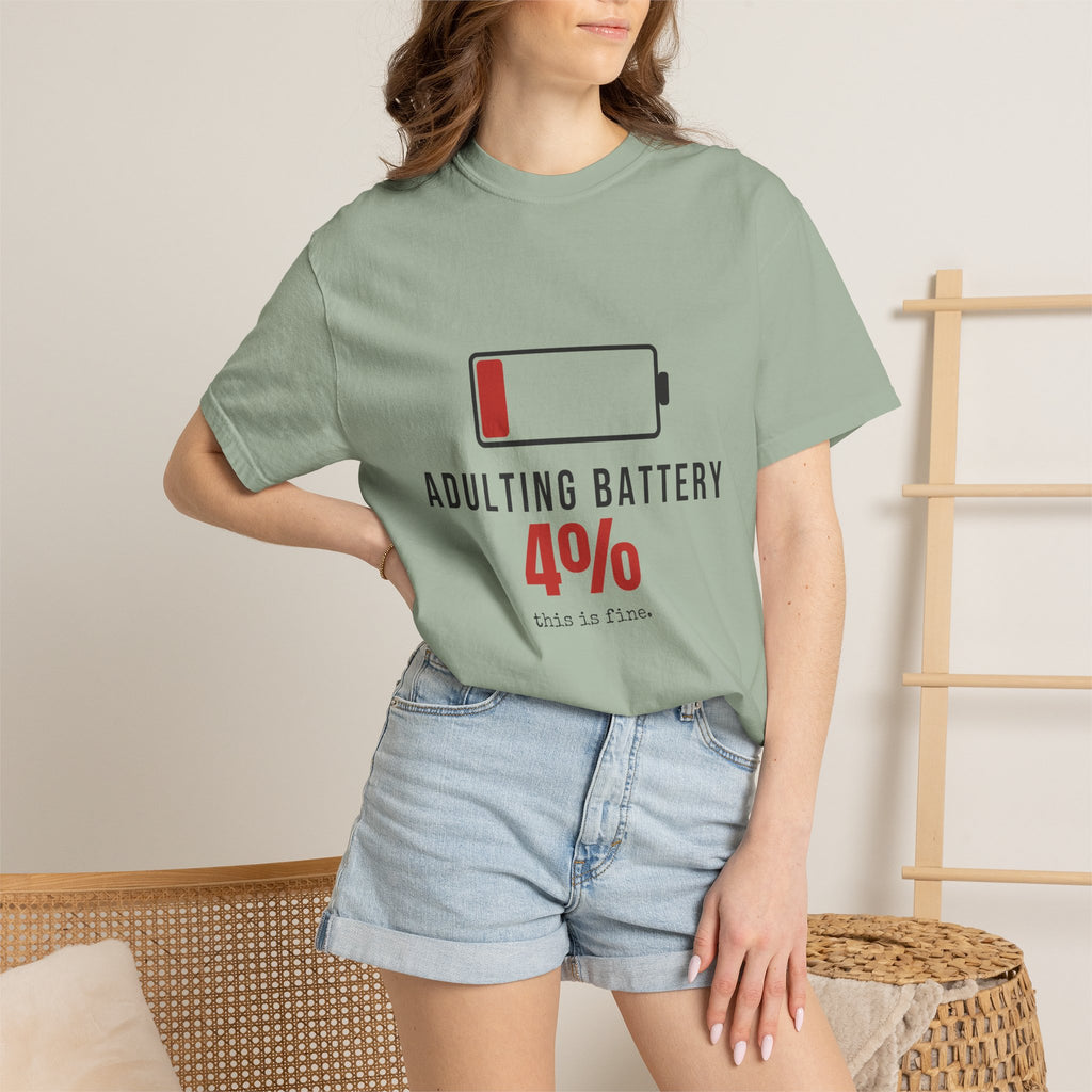 Adulting Battery Funny T-Shirt | Soft Unisex Tee | Sarcastic Gift