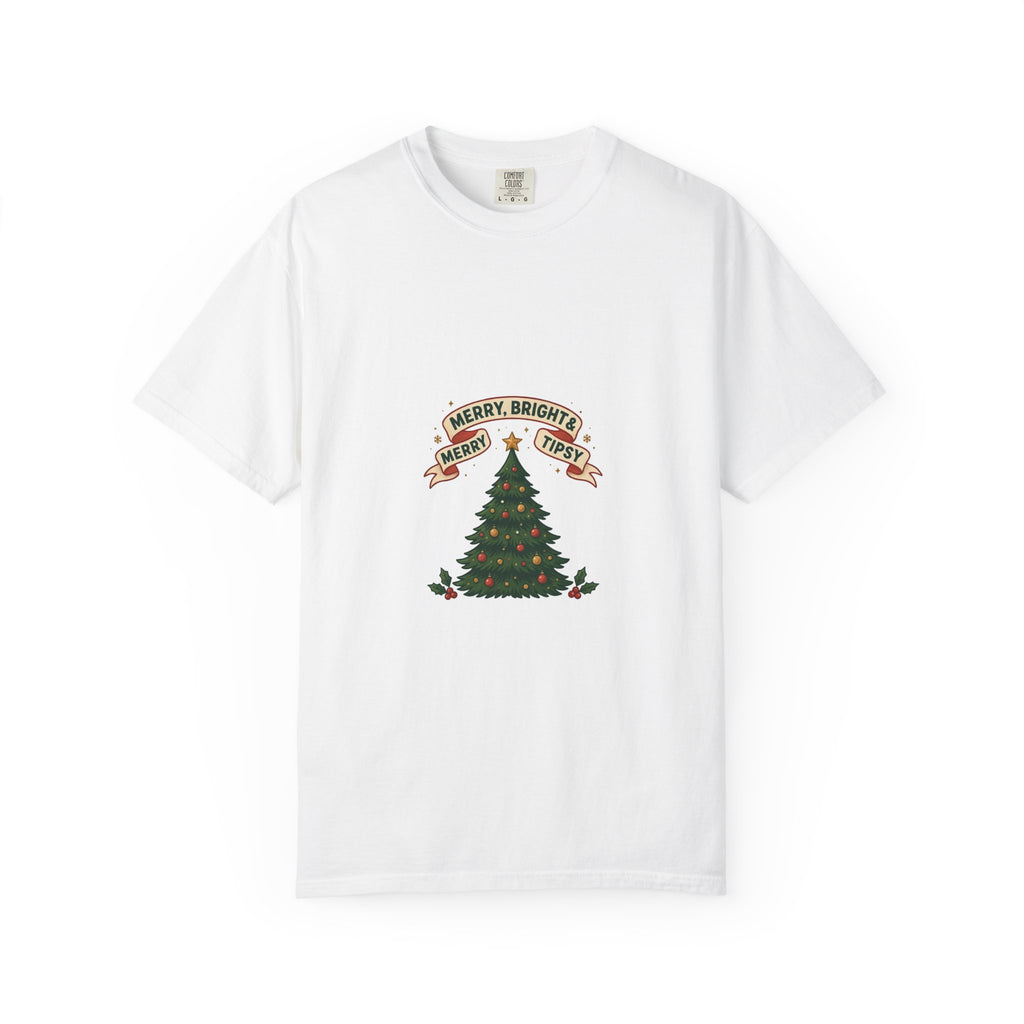 Merry, Bright & Slightly Tipsy — Funny Christmas Tee
