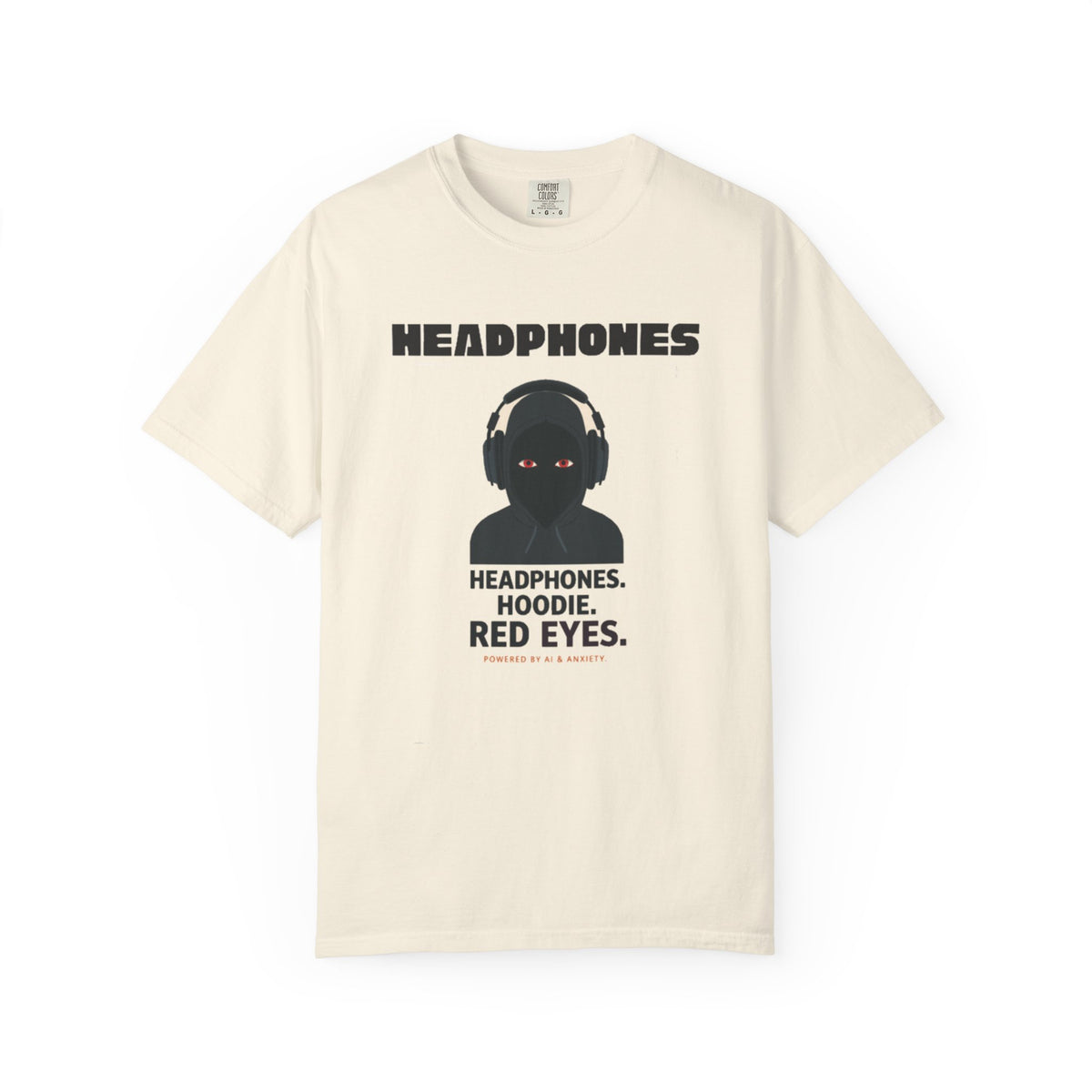 Headphones Hoodie Red Eyes — AI & Anxiety 2