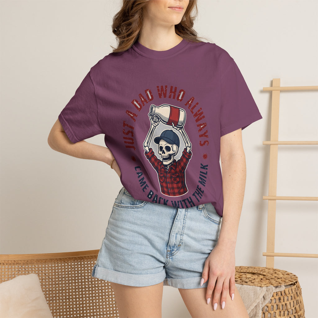 Just A Dad Who Always Came Back With The Milk - Funny Skeleton Dad Tee