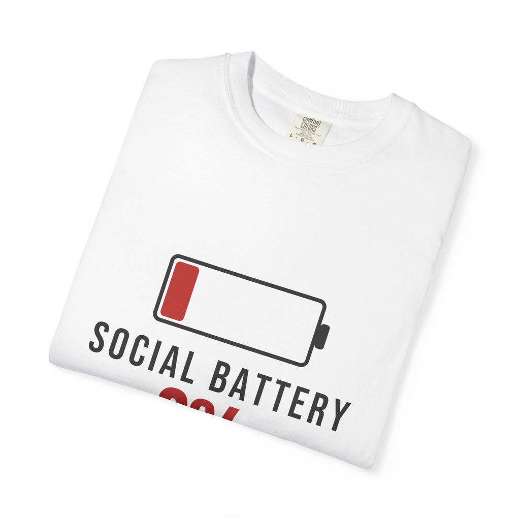 Social Battery 0% Funny Introvert Shirt | Garment-Dyed Comfort Tee