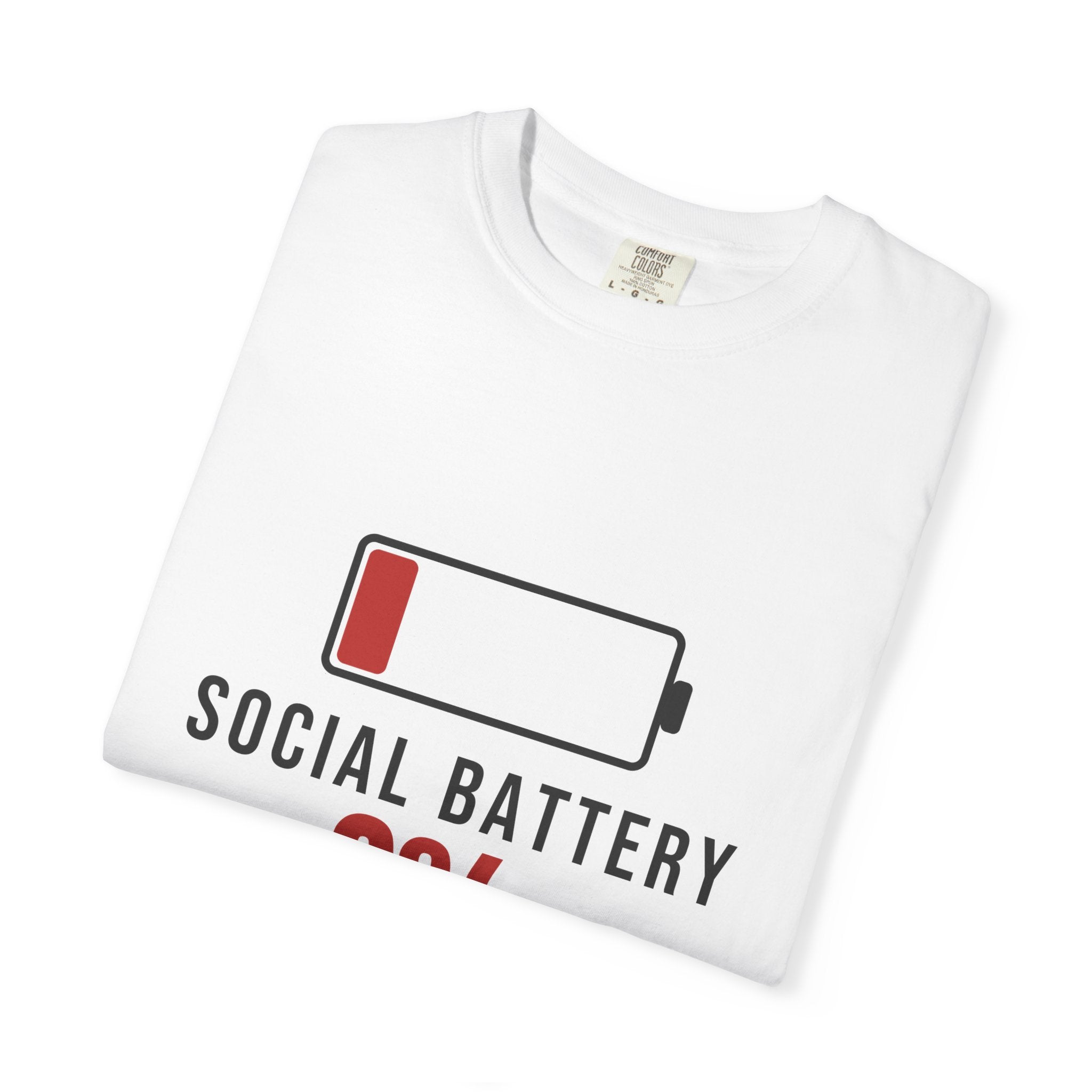 Social Battery 0% Funny Introvert Shirt | Garment-Dyed Comfort Tee