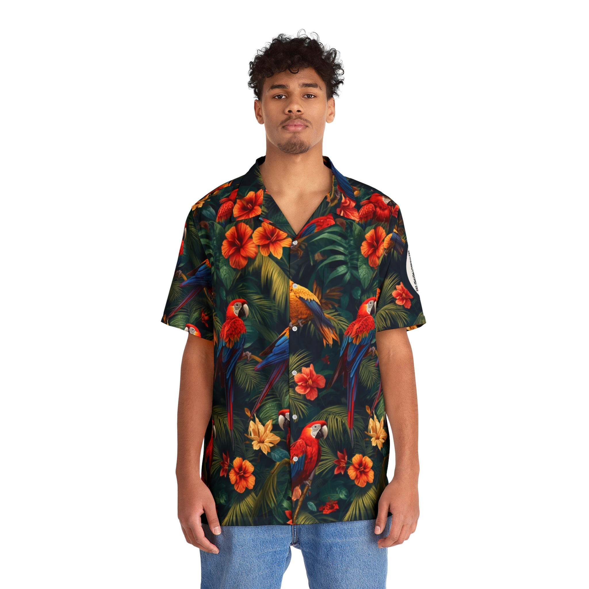 Tropical Parrots Macaws Hawaiian Camp Shirt
