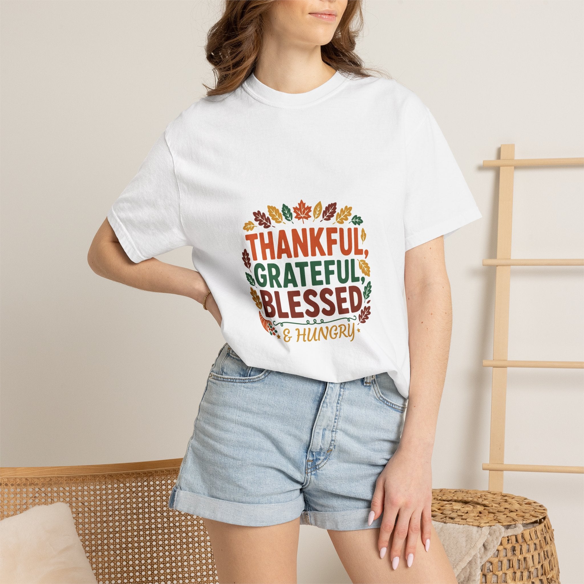 Thankful Grateful Blessed & Hungry — Thanksgiving Tee