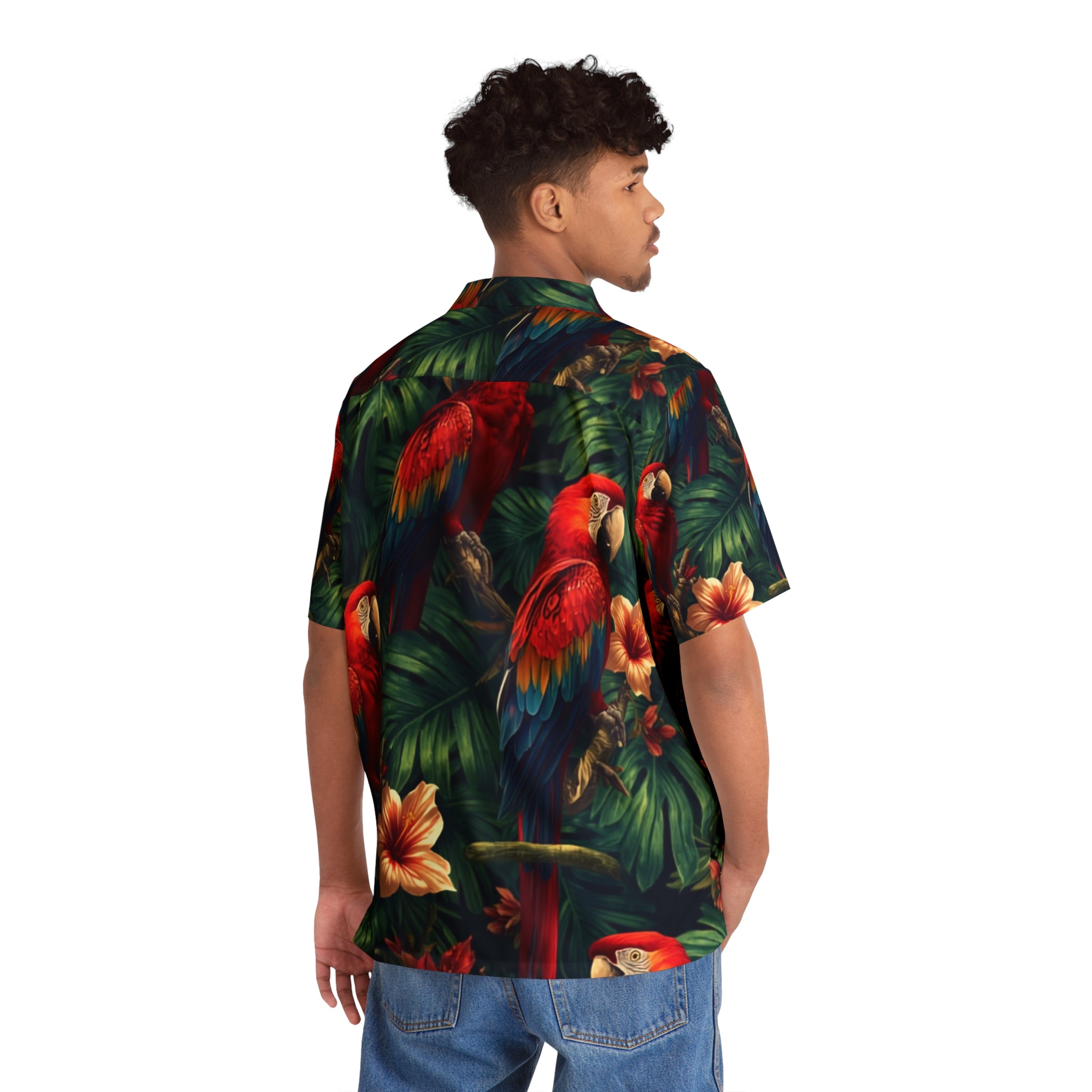 Tropical Parrots Macaws Hawaiian Camp Shirt