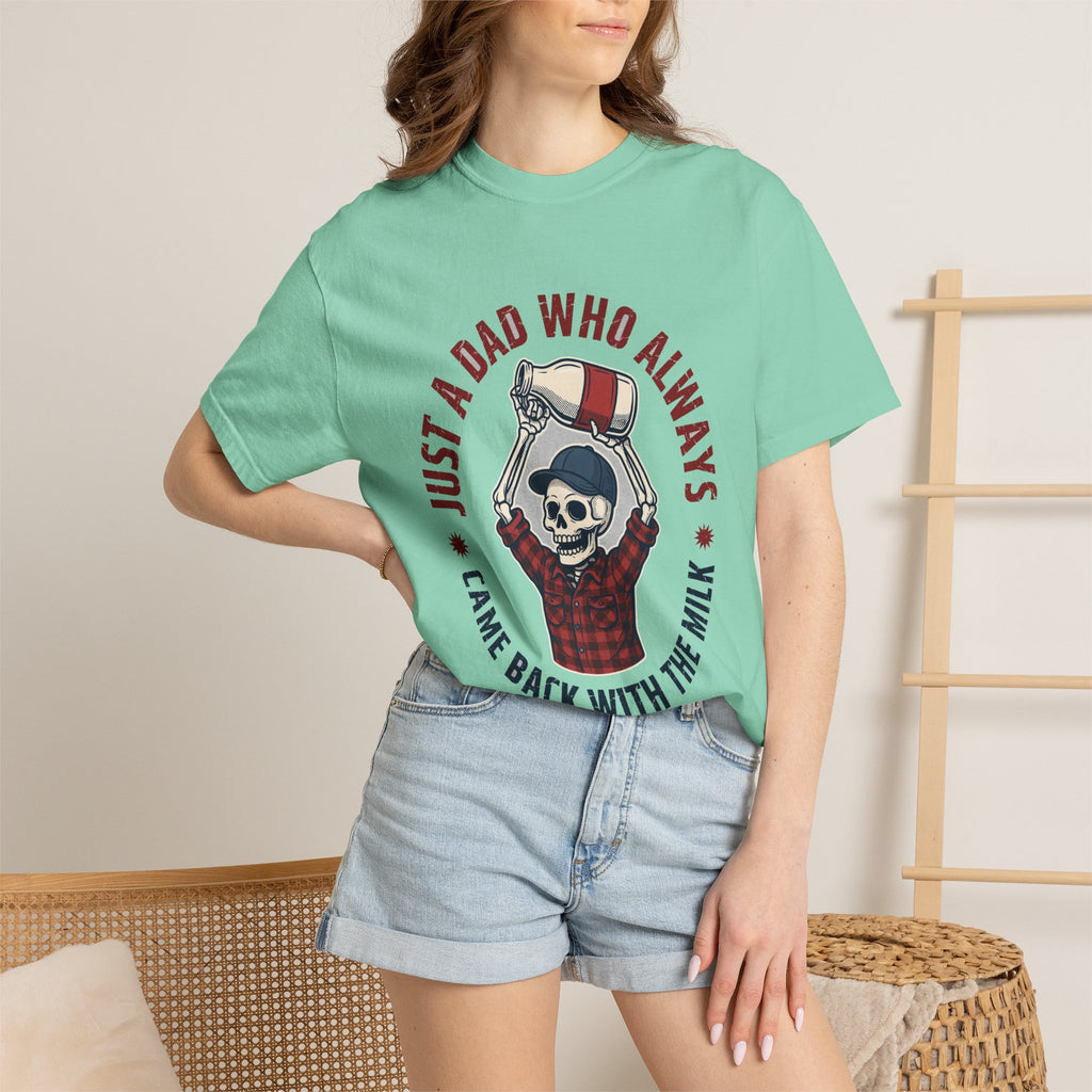 Just A Dad Who Always Came Back With The Milk - Funny Skeleton Dad Tee