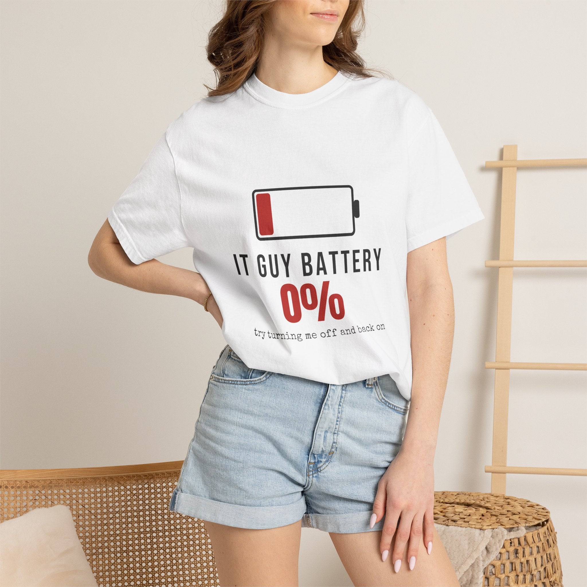 IT Guy Battery Funny T-Shirt | Soft Unisex Tee | Sarcastic Gift