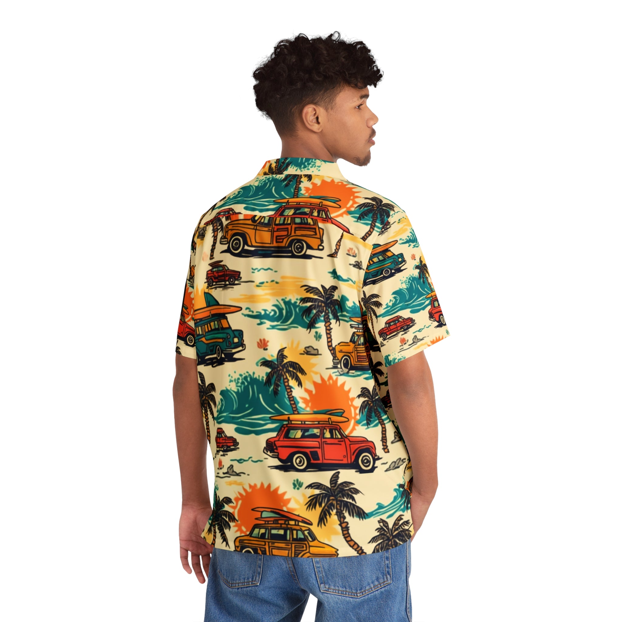 Retro Surf Woodie Hawaiian Camp Shirt