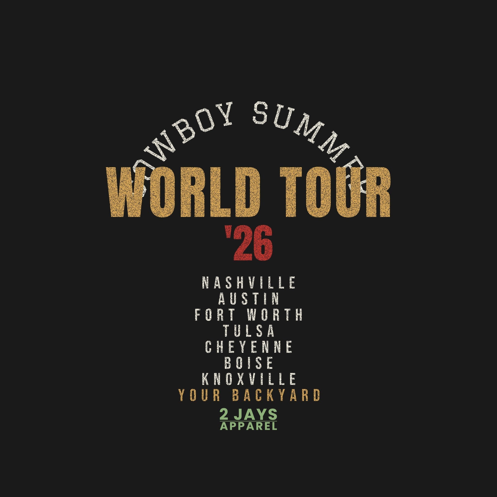 Cowboy Summer World Tour Shirt | Vintage Country Concert Style Tee