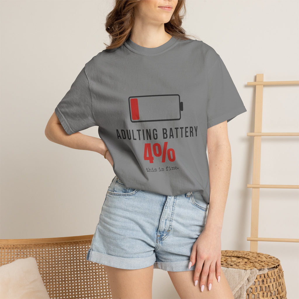 Adulting Battery Funny T-Shirt | Soft Unisex Tee | Sarcastic Gift