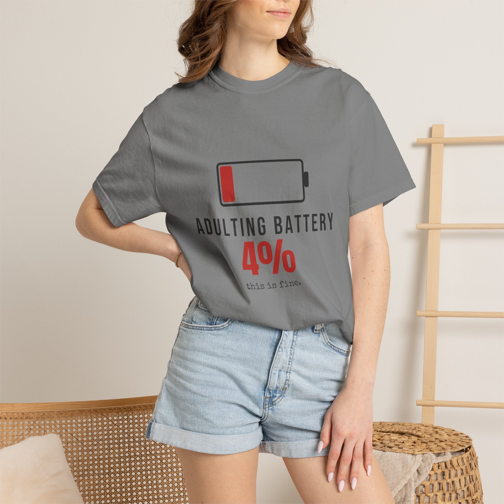 Adulting Battery Funny T-Shirt | Soft Unisex Tee | Sarcastic Gift