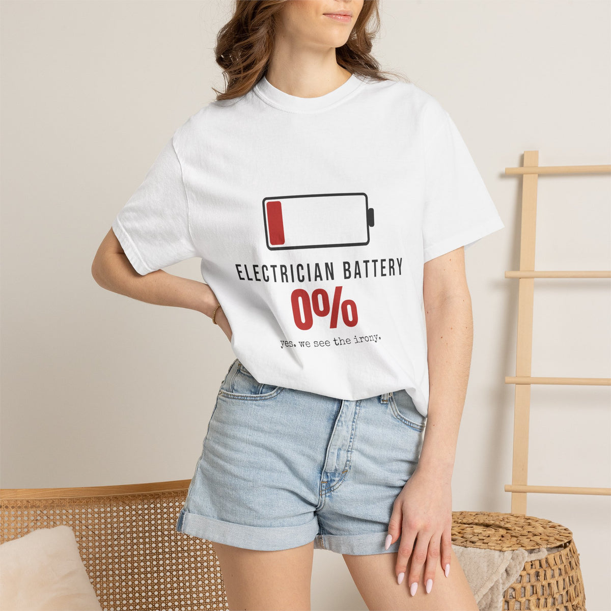 Electrician Battery Funny T-Shirt | Soft Unisex Tee | Sarcastic Gift