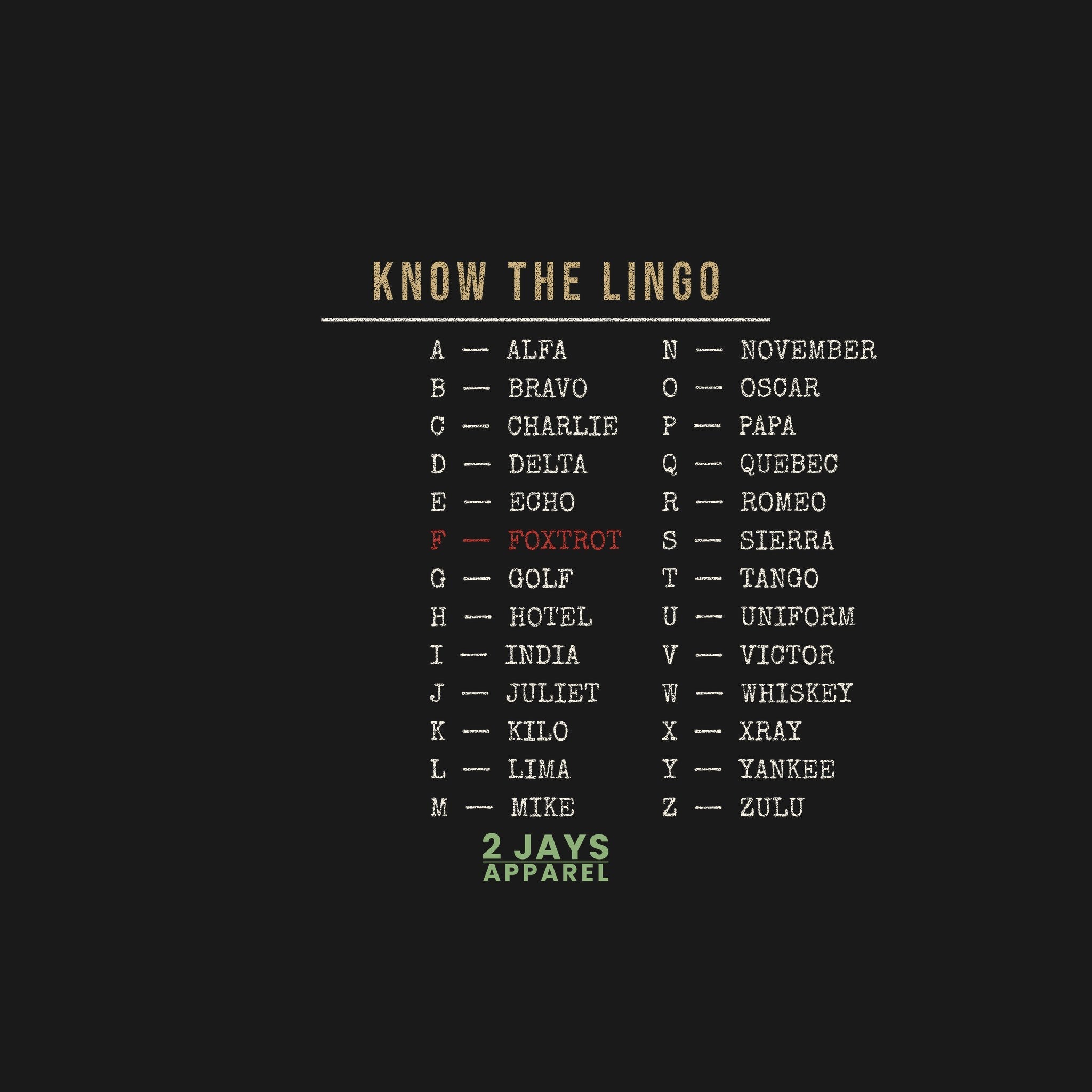 NATO Phonetic Alphabet Shirt | Military Lingo Tee | Veteran Gift