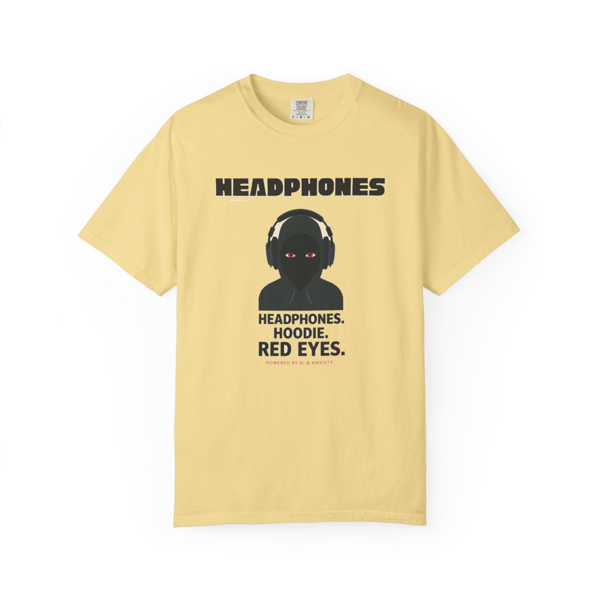 Headphones Hoodie Red Eyes — AI & Anxiety 2