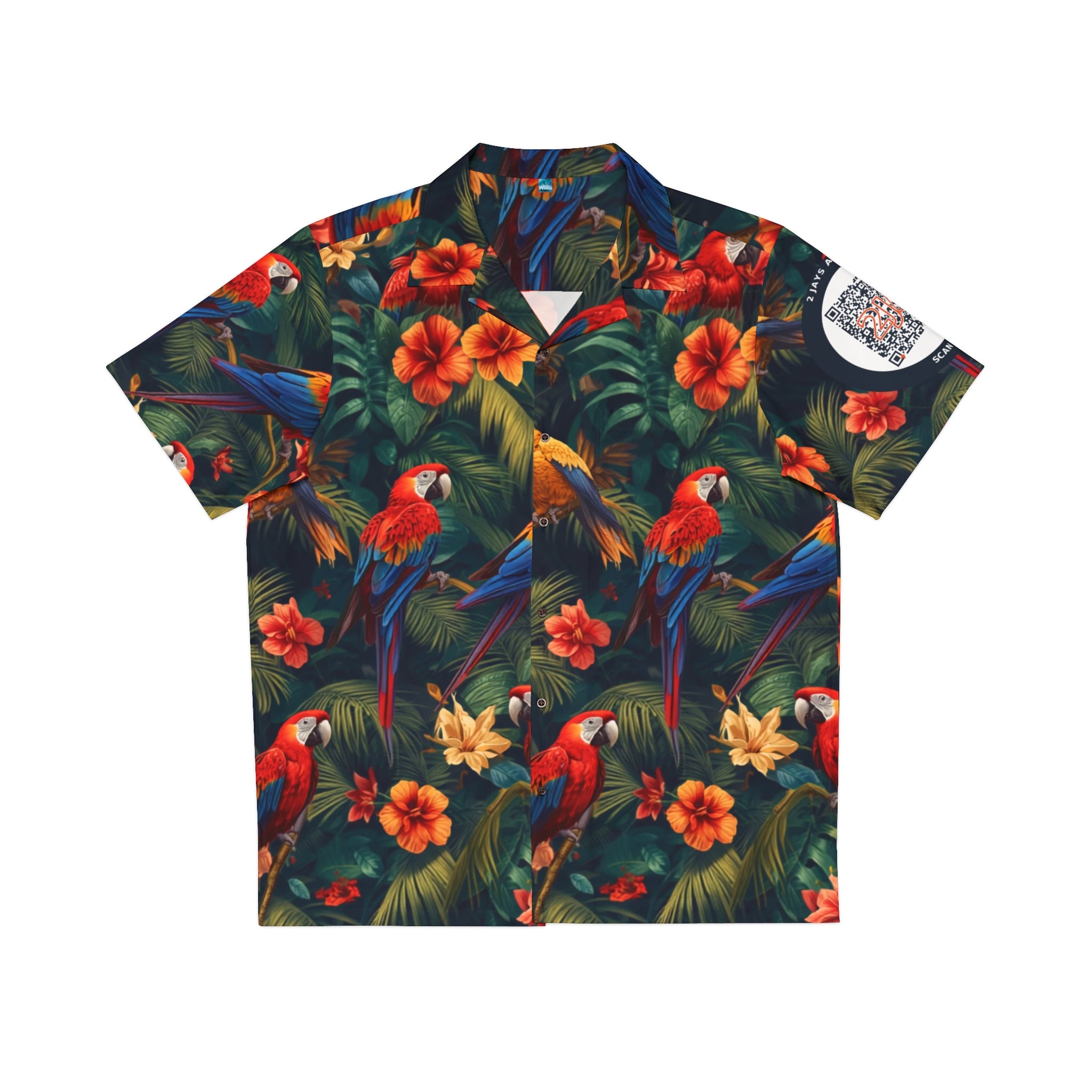 Tropical Parrots Macaws Hawaiian Camp Shirt