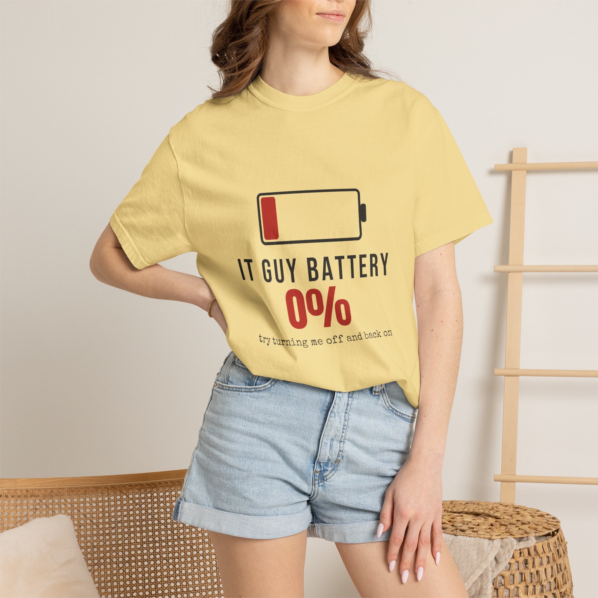IT Guy Battery Funny T-Shirt | Soft Unisex Tee | Sarcastic Gift