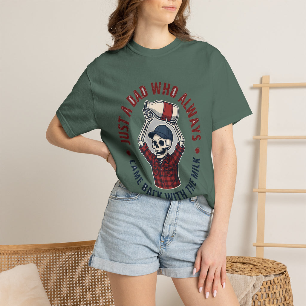 Just A Dad Who Always Came Back With The Milk - Funny Skeleton Dad Tee