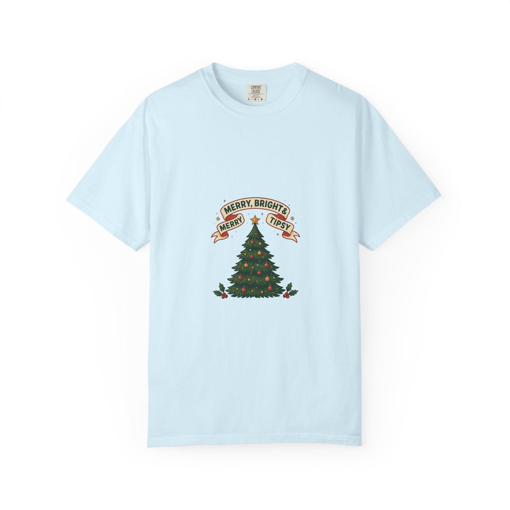 Merry, Bright & Slightly Tipsy — Funny Christmas Tee