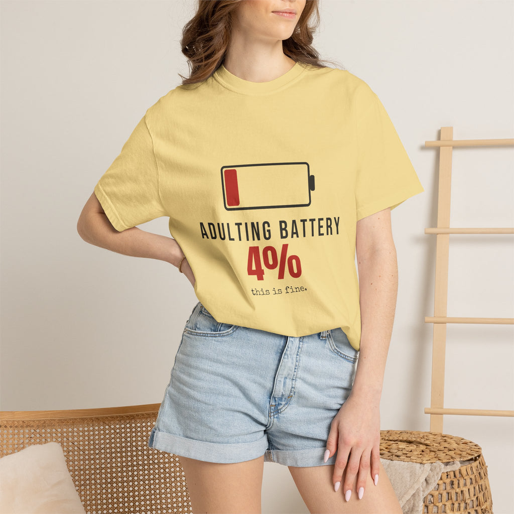 Adulting Battery Funny T-Shirt | Soft Unisex Tee | Sarcastic Gift