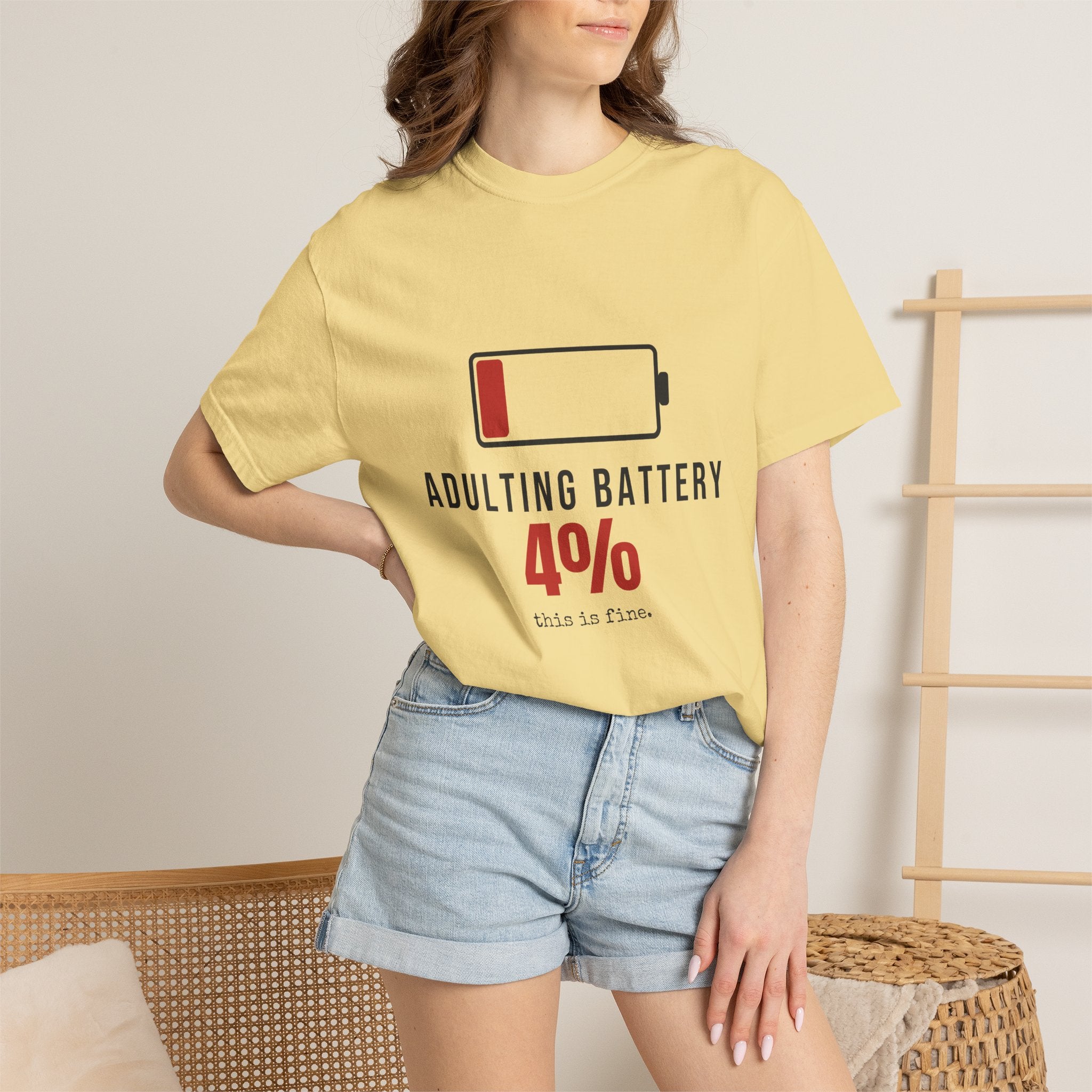 Adulting Battery Funny T-Shirt | Soft Unisex Tee | Sarcastic Gift