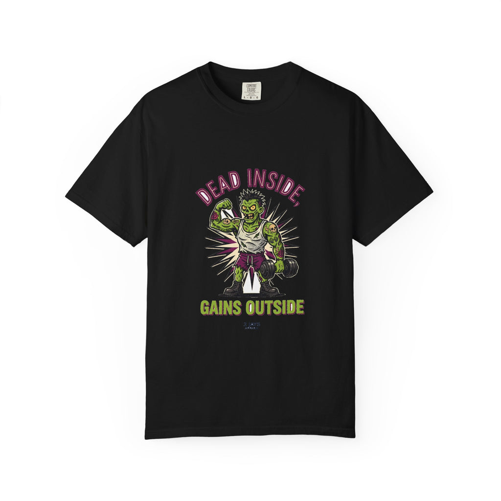 Dead Inside, Gains Outside — Funny Zombie Gym Tee