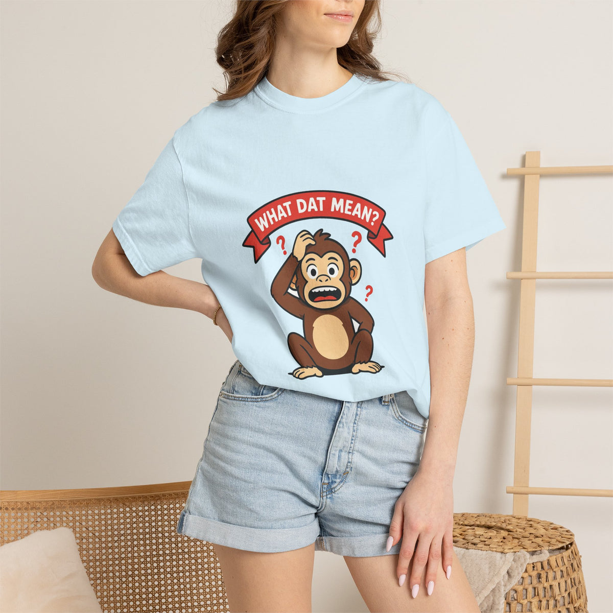 What Dat Mean? — Funny Confused Monkey Tee